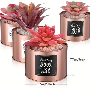 4 Pieces Rose Gold Succulent Plants Pink Succulent Plants Office Decor For Women Desk Succulent Plants Artificial Cactus Succulent Plants In Pots For Bedroom Bookshelf Office Home Decor